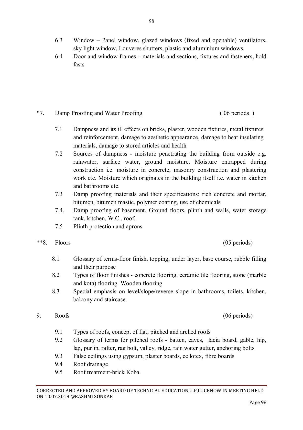 EFFECTIVE FROM JULY 2019-20 - SIX SEMESTER DIPLOMA COURSE IN CIVIL ENGINEERING - Page 98