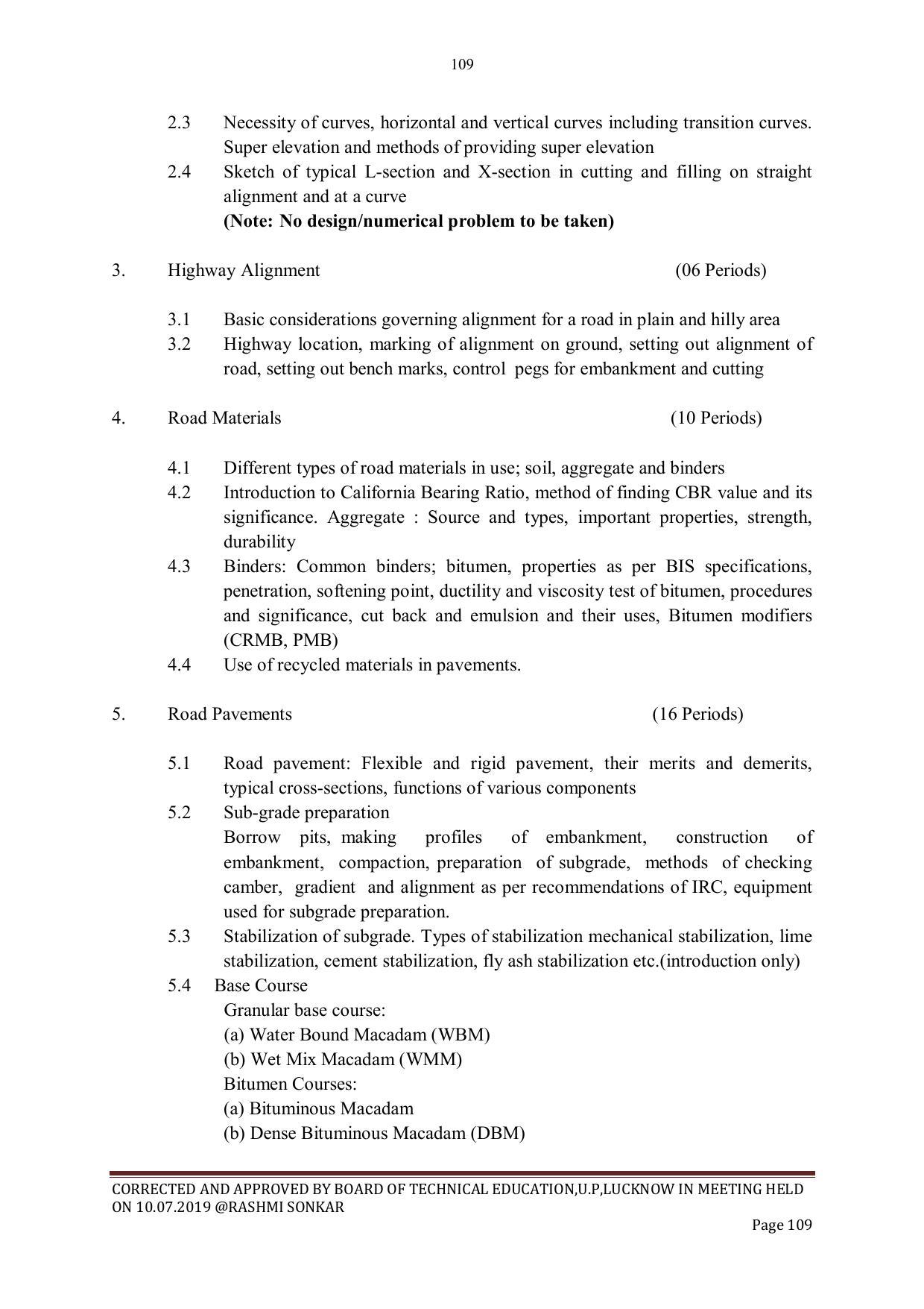 EFFECTIVE FROM JULY 2019-20 - SIX SEMESTER DIPLOMA COURSE IN CIVIL ENGINEERING - Page 109