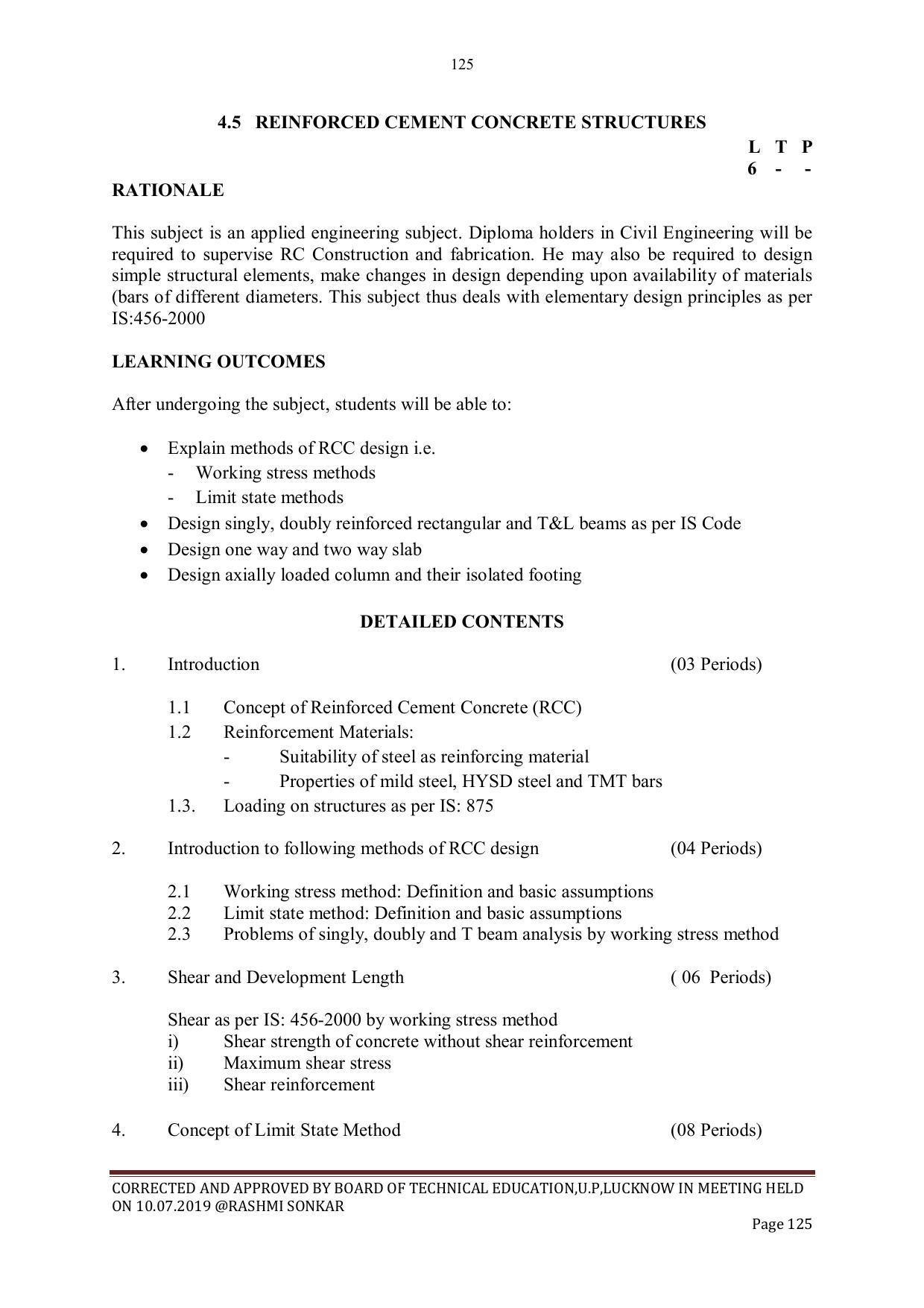 EFFECTIVE FROM JULY 2019-20 - SIX SEMESTER DIPLOMA COURSE IN CIVIL ENGINEERING - Page 125