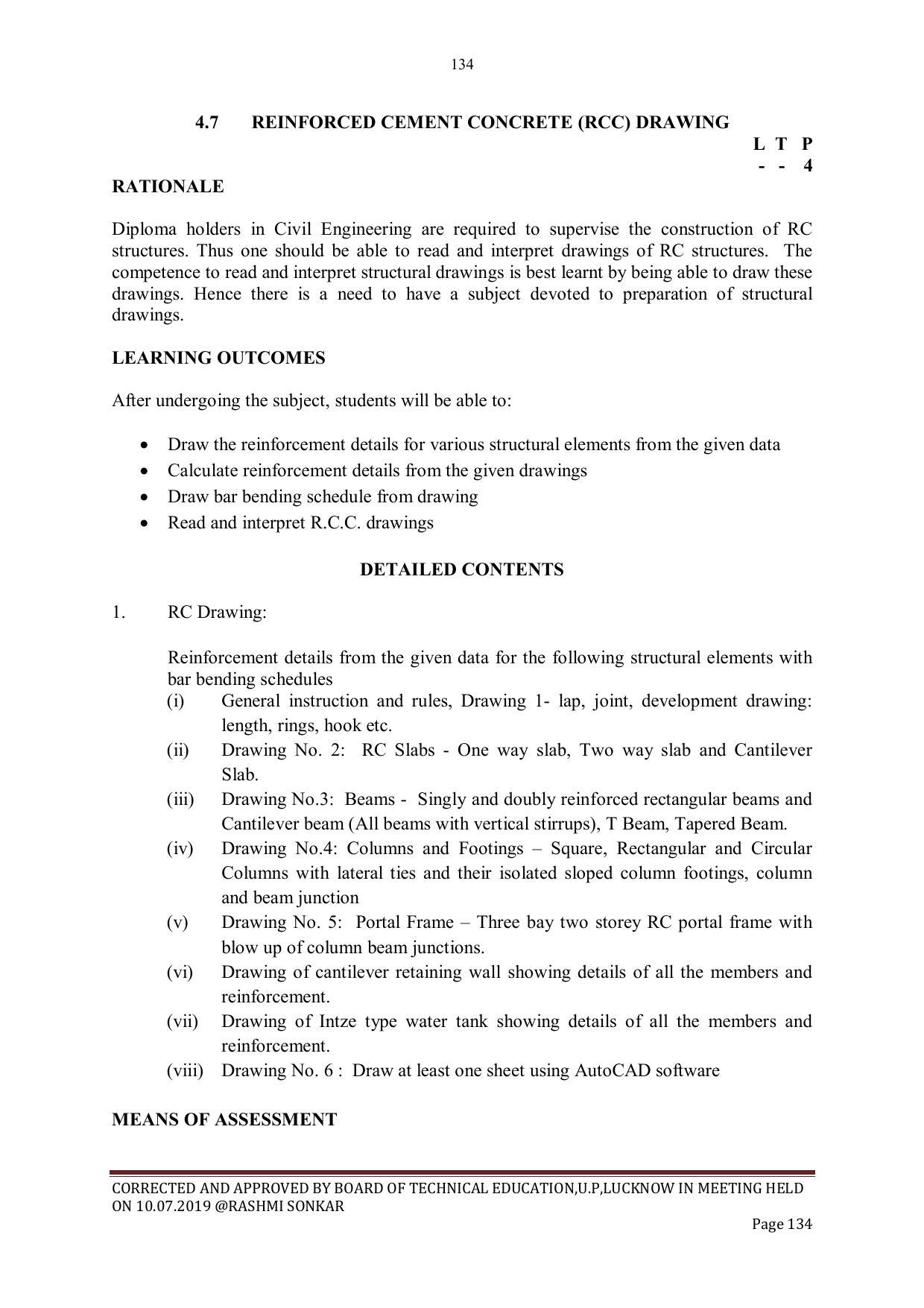 EFFECTIVE FROM JULY 2019-20 - SIX SEMESTER DIPLOMA COURSE IN CIVIL ENGINEERING - Page 134