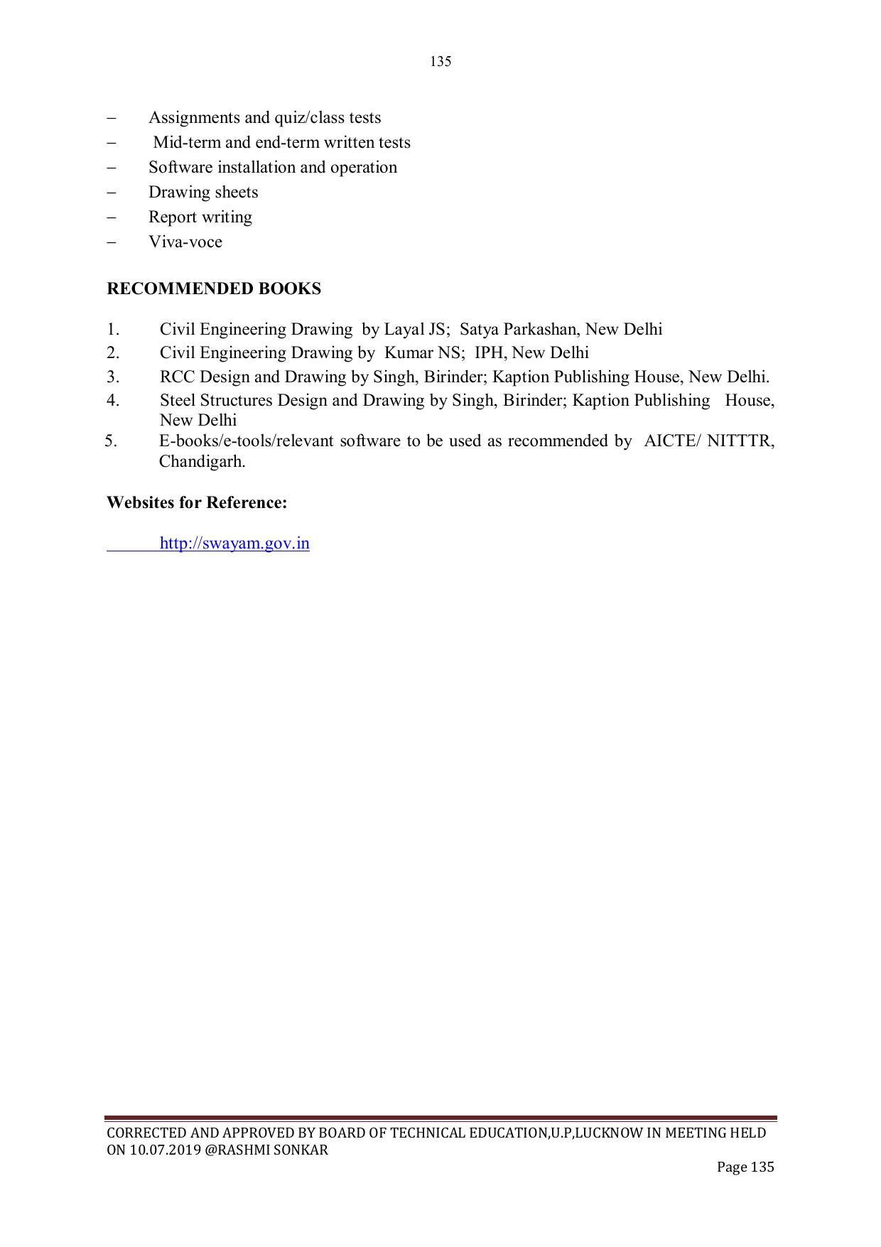 EFFECTIVE FROM JULY 2019-20 - SIX SEMESTER DIPLOMA COURSE IN CIVIL ENGINEERING - Page 135