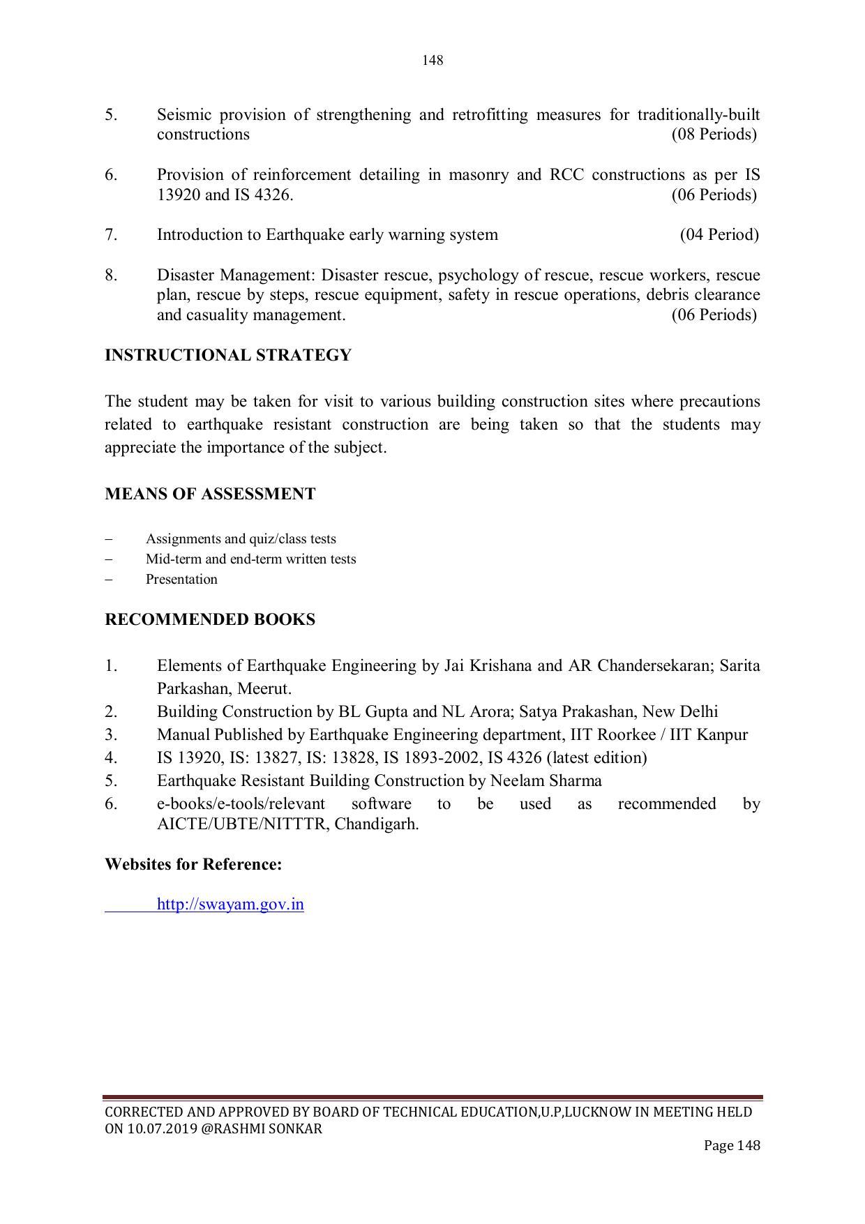 EFFECTIVE FROM JULY 2019-20 - SIX SEMESTER DIPLOMA COURSE IN CIVIL ENGINEERING - Page 148