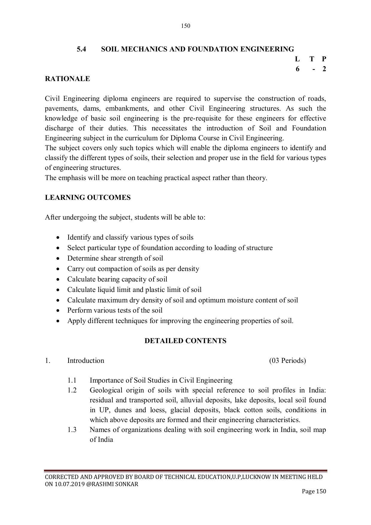 EFFECTIVE FROM JULY 2019-20 - SIX SEMESTER DIPLOMA COURSE IN CIVIL ENGINEERING - Page 150