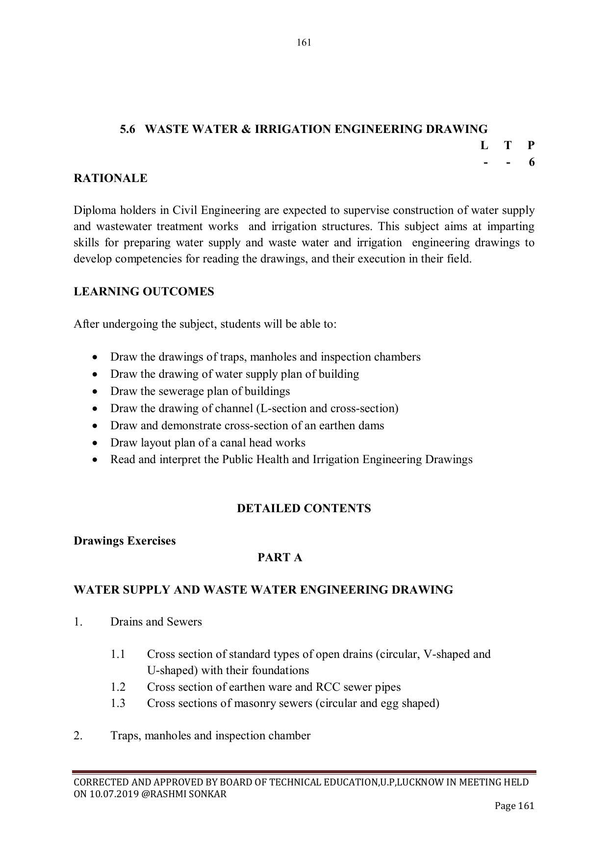 EFFECTIVE FROM JULY 2019-20 - SIX SEMESTER DIPLOMA COURSE IN CIVIL ENGINEERING - Page 161