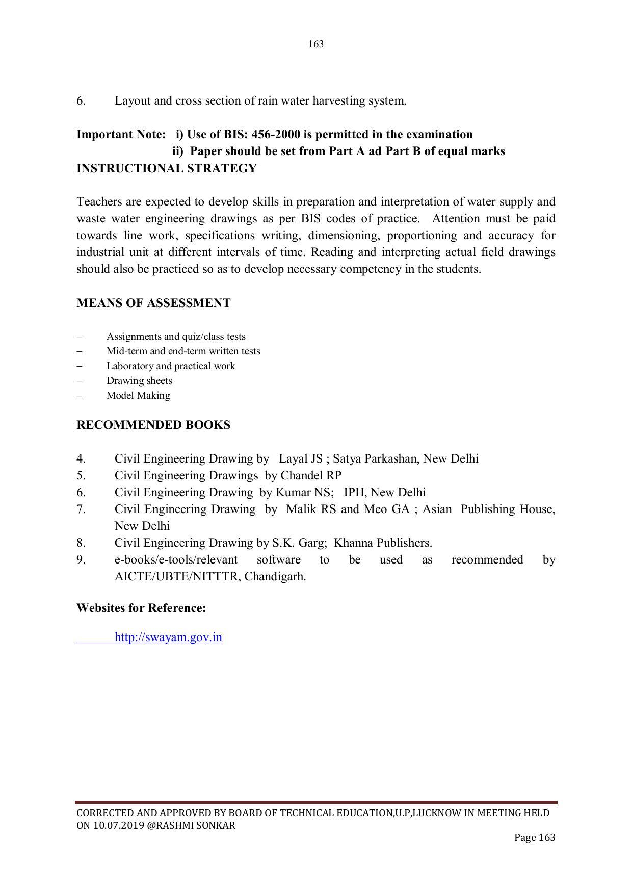EFFECTIVE FROM JULY 2019-20 - SIX SEMESTER DIPLOMA COURSE IN CIVIL ENGINEERING - Page 163