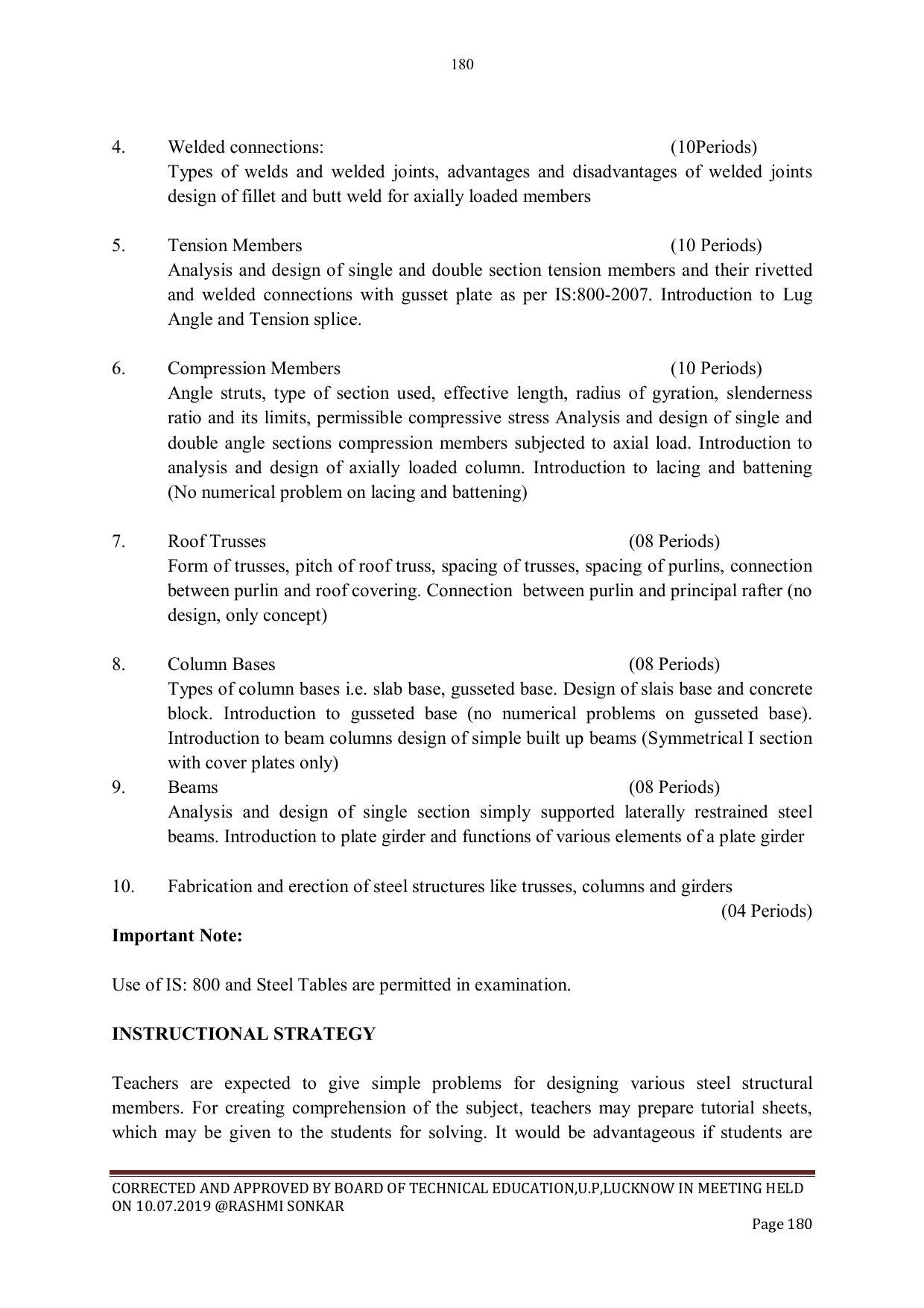 EFFECTIVE FROM JULY 2019-20 - SIX SEMESTER DIPLOMA COURSE IN CIVIL ENGINEERING - Page 180