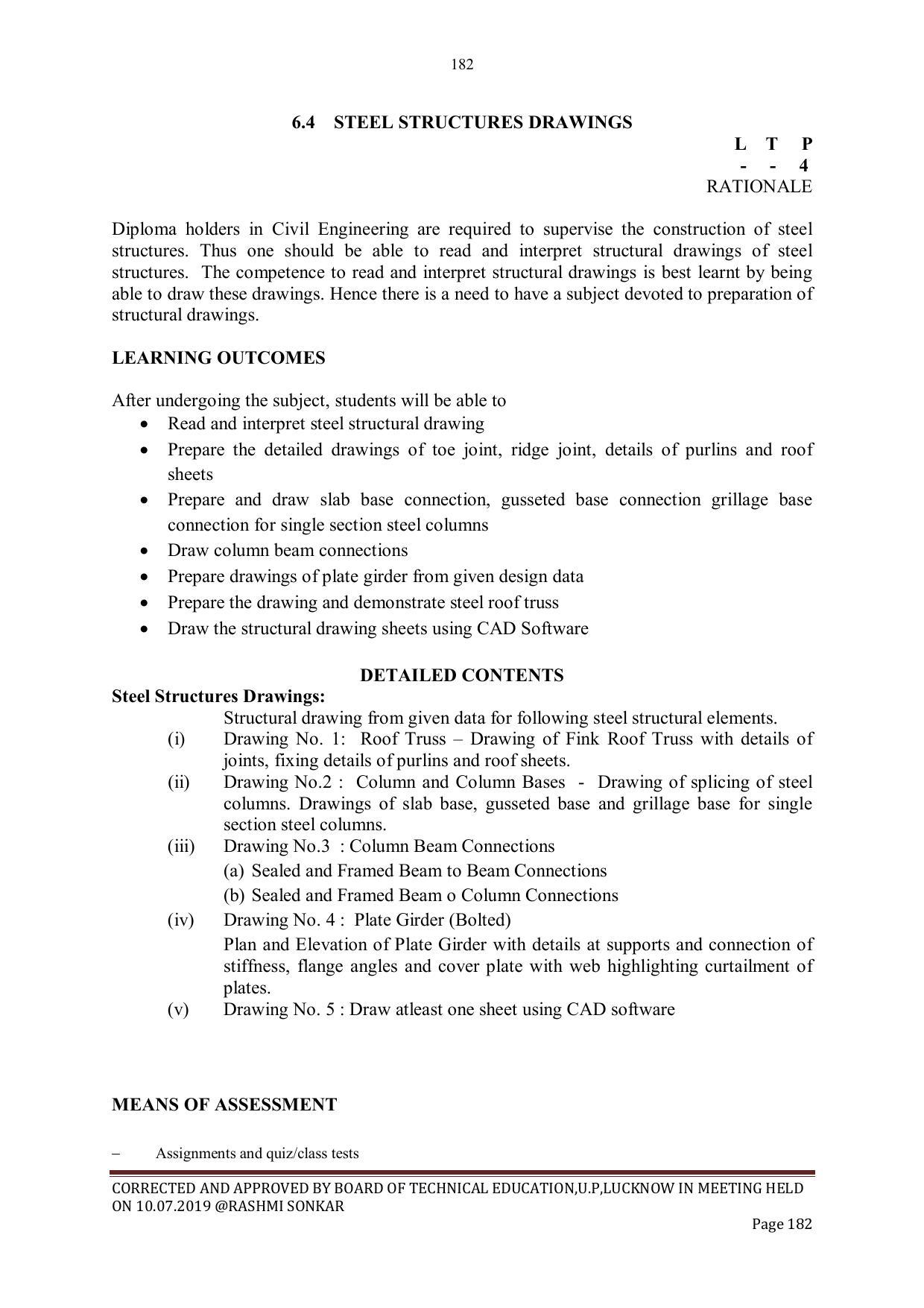EFFECTIVE FROM JULY 2019-20 - SIX SEMESTER DIPLOMA COURSE IN CIVIL ENGINEERING - Page 182