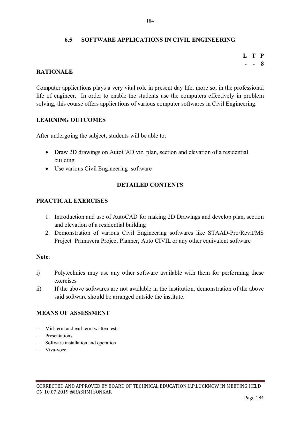 EFFECTIVE FROM JULY 2019-20 - SIX SEMESTER DIPLOMA COURSE IN CIVIL ENGINEERING - Page 184