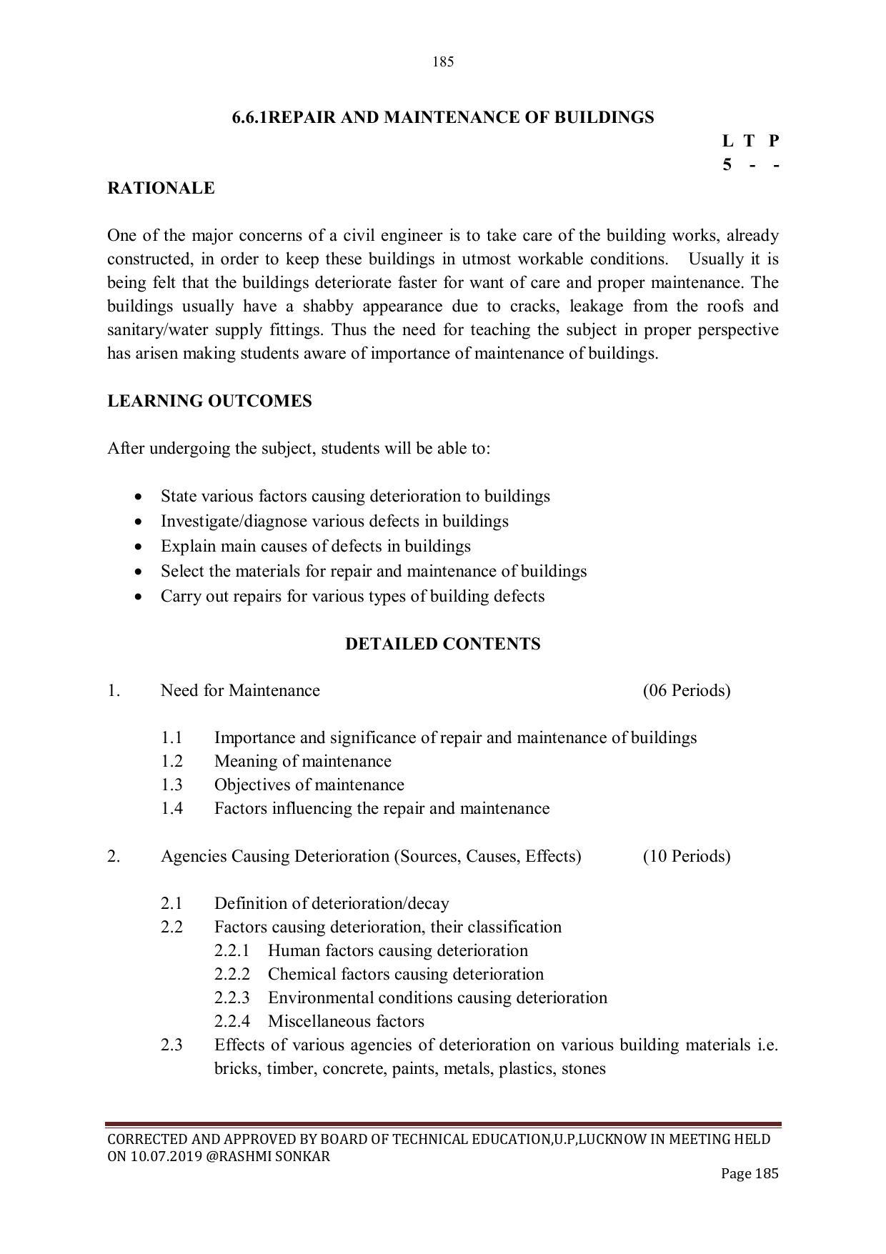 EFFECTIVE FROM JULY 2019-20 - SIX SEMESTER DIPLOMA COURSE IN CIVIL ENGINEERING - Page 185