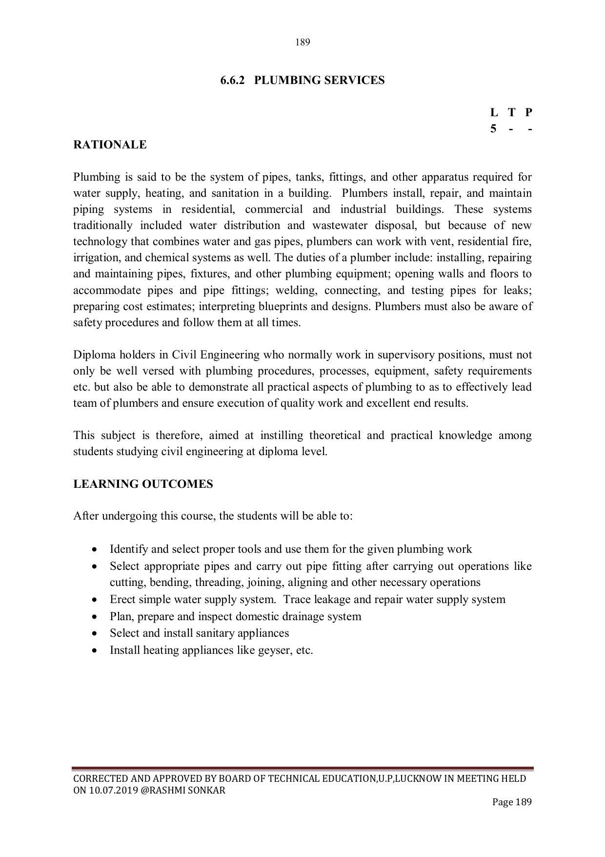EFFECTIVE FROM JULY 2019-20 - SIX SEMESTER DIPLOMA COURSE IN CIVIL ENGINEERING - Page 189