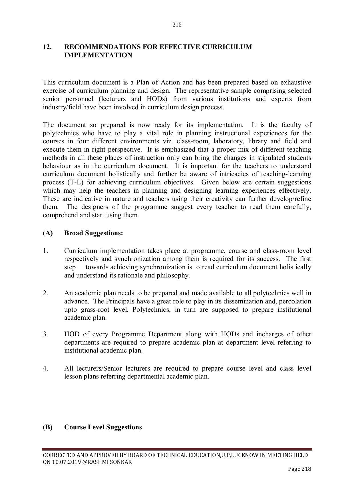 EFFECTIVE FROM JULY 2019-20 - SIX SEMESTER DIPLOMA COURSE IN CIVIL ENGINEERING - Page 218