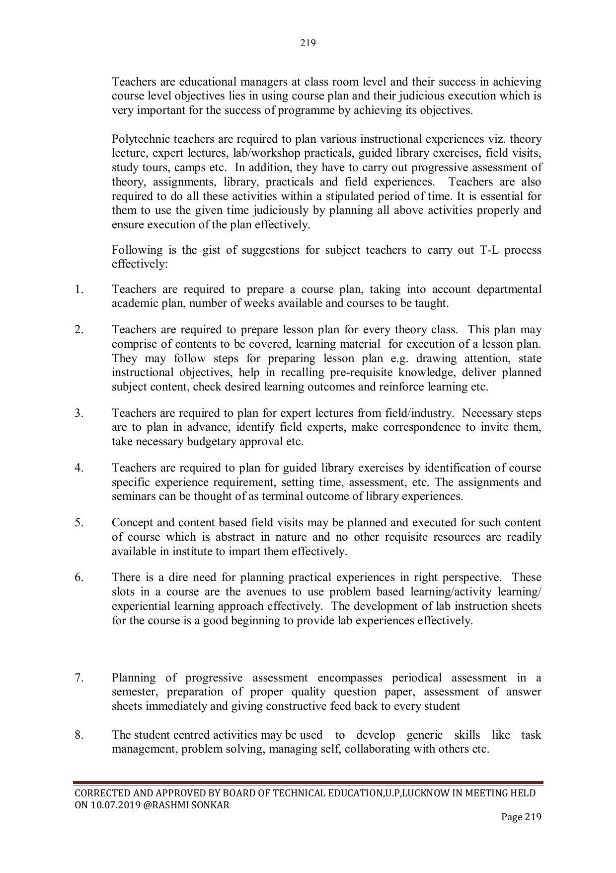 EFFECTIVE FROM JULY 2019-20 - SIX SEMESTER DIPLOMA COURSE IN CIVIL ENGINEERING - Page 219