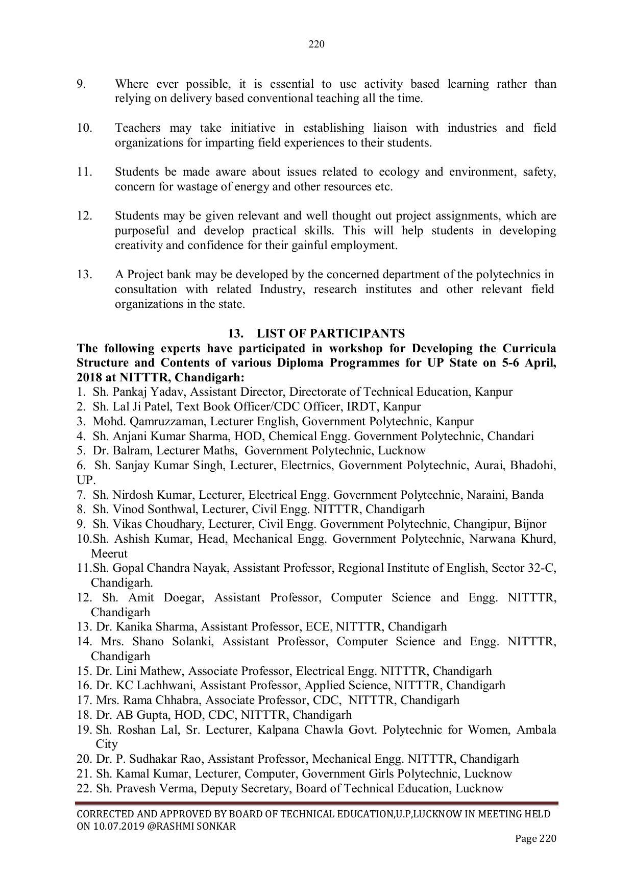 EFFECTIVE FROM JULY 2019-20 - SIX SEMESTER DIPLOMA COURSE IN CIVIL ENGINEERING - Page 220