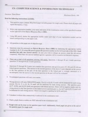 GATE 2009 Computer Science and Information Technology (CS) Question Paper with Answer Key