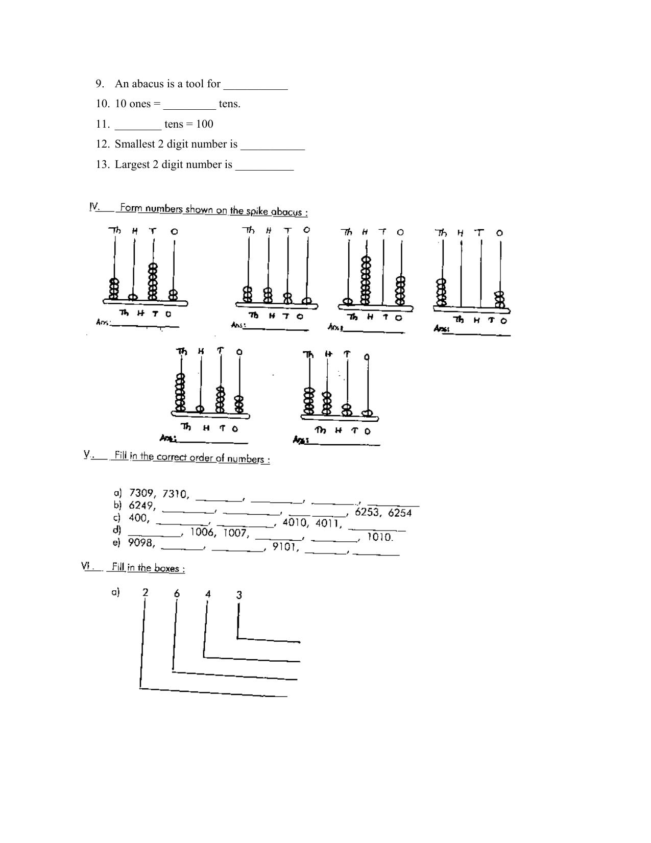 Worksheet for Class 3 Mathematics Place value Assignment II - Page 2
