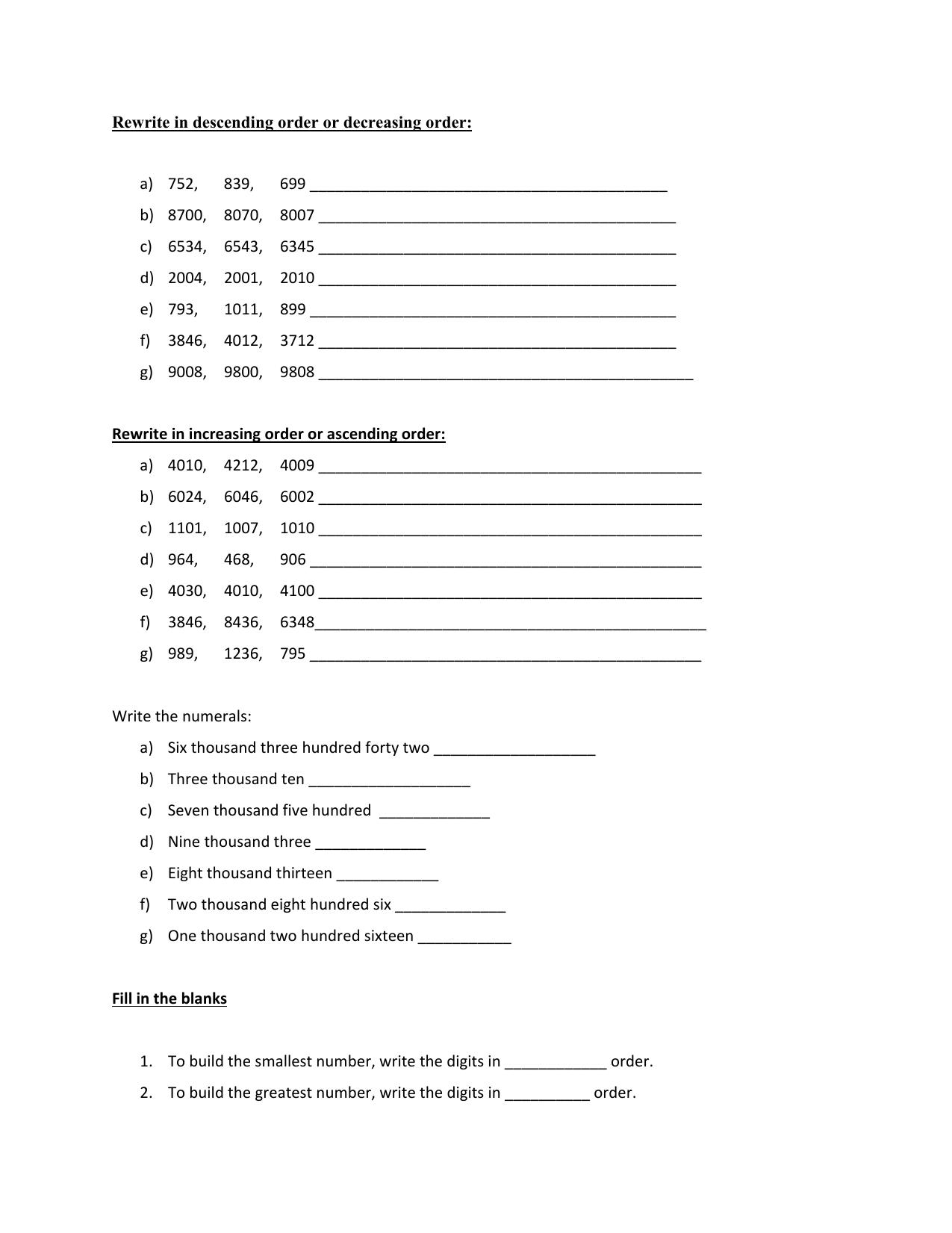 Worksheet for Class 3 Mathematics Place value Assignment II - Page 5