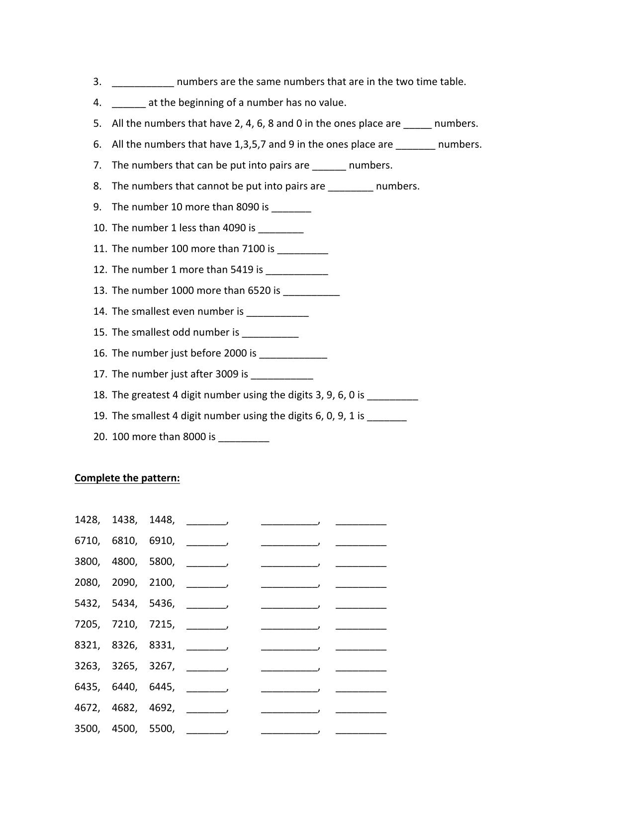 Worksheet for Class 3 Mathematics Place value Assignment II - Page 6