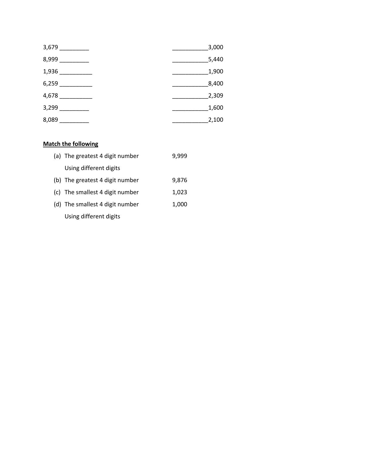 Worksheet for Class 3 Mathematics Place value Assignment II - Page 8