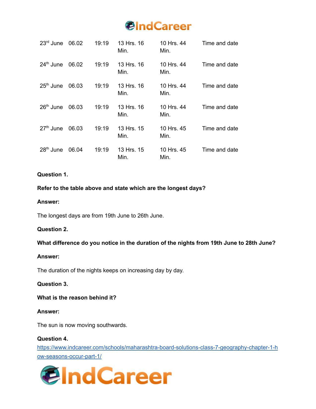 Maharashtra Board Solutions Class 7-Geography: Chapter 1- How Seasons Occur Part 1 - Page 4