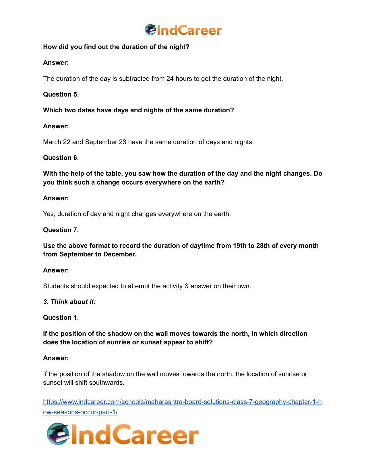 Maharashtra Board Solutions Class 7-Geography: Chapter 1- How Seasons Occur Part 1 - Page 5