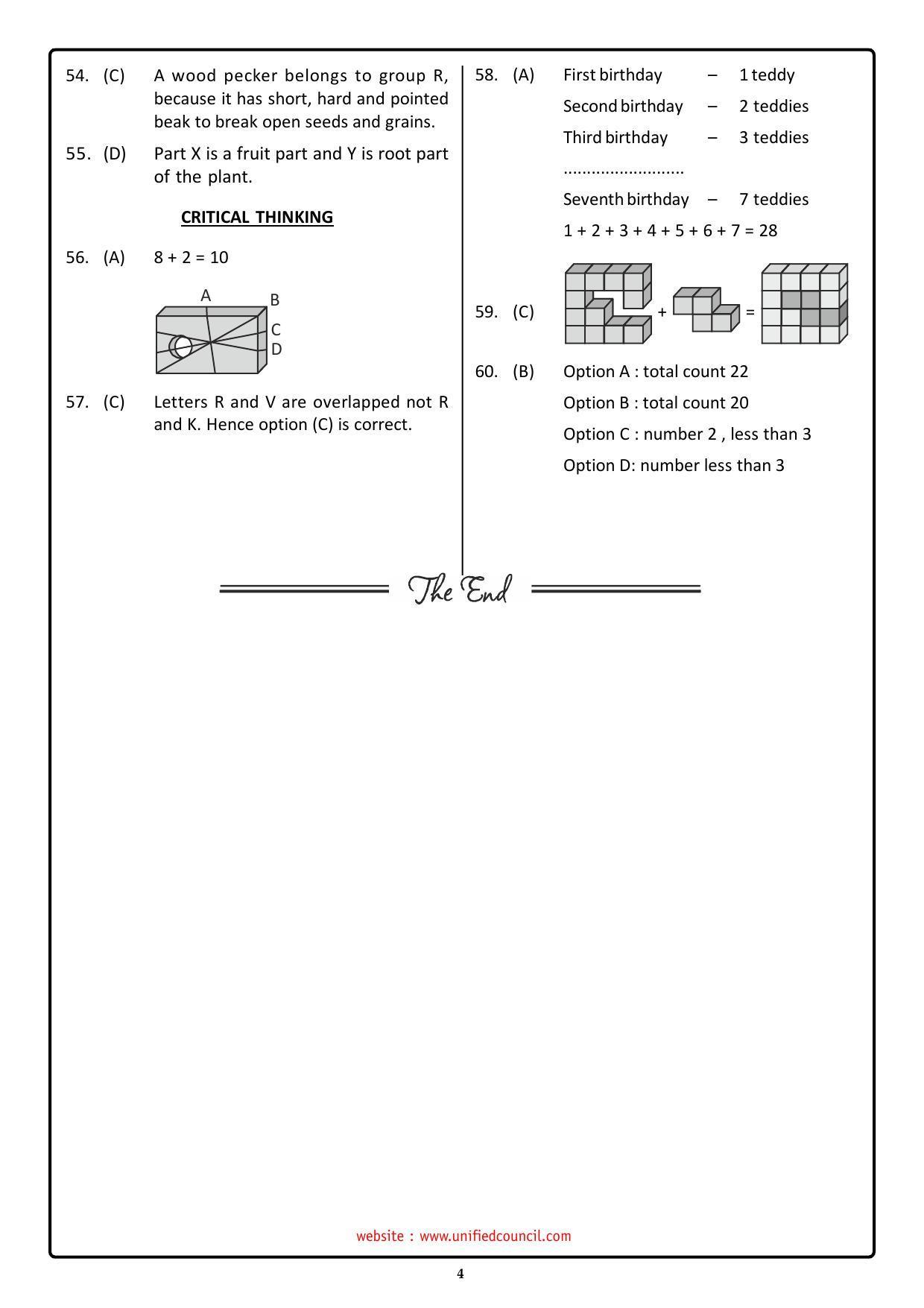 NSTSE 2023 Class 3 Answer Key (Paper Code 484) - Page 4