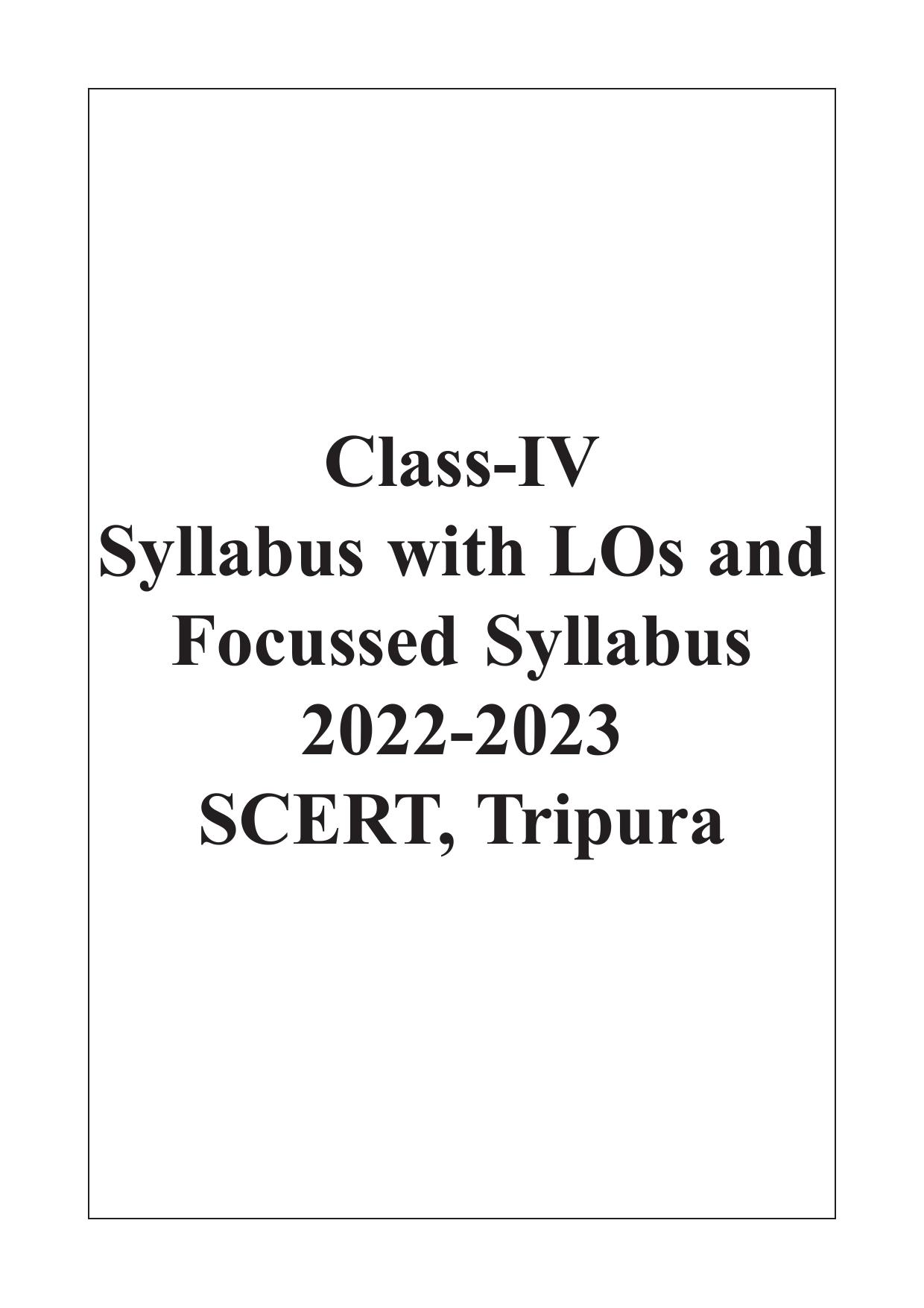 TBSE Class 4 Syllabus - Page 1
