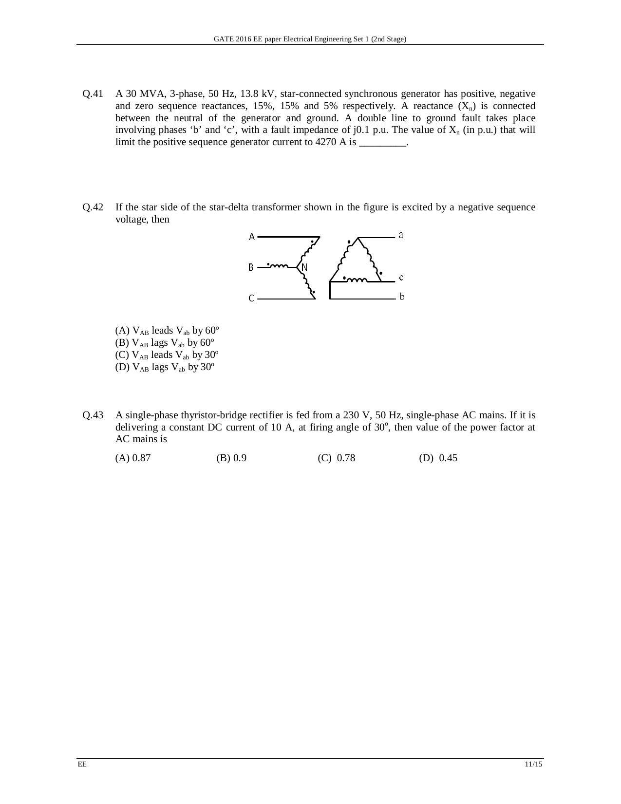GATE 2016 Electrical Engineering (EE) Question Paper with Answer Key - Page 14