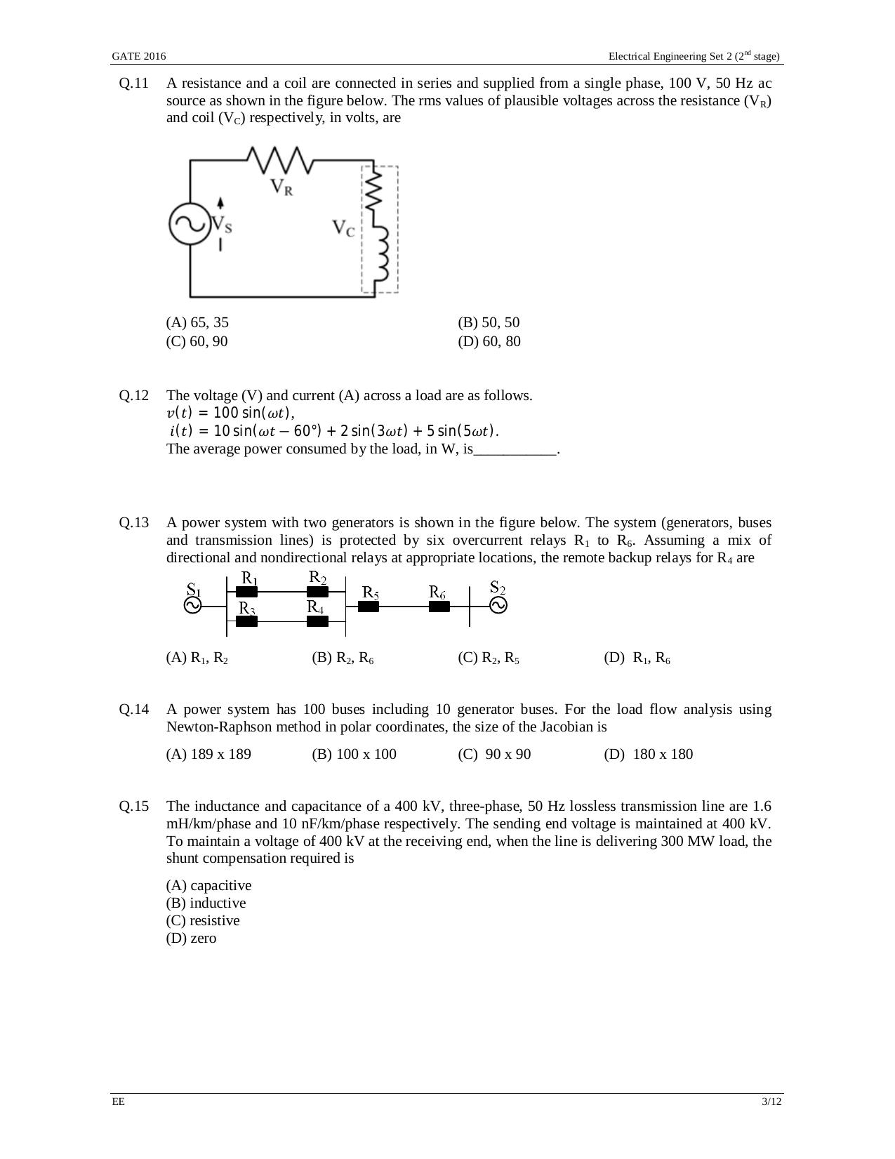 GATE 2016 Electrical Engineering (EE) Question Paper with Answer Key - Page 26