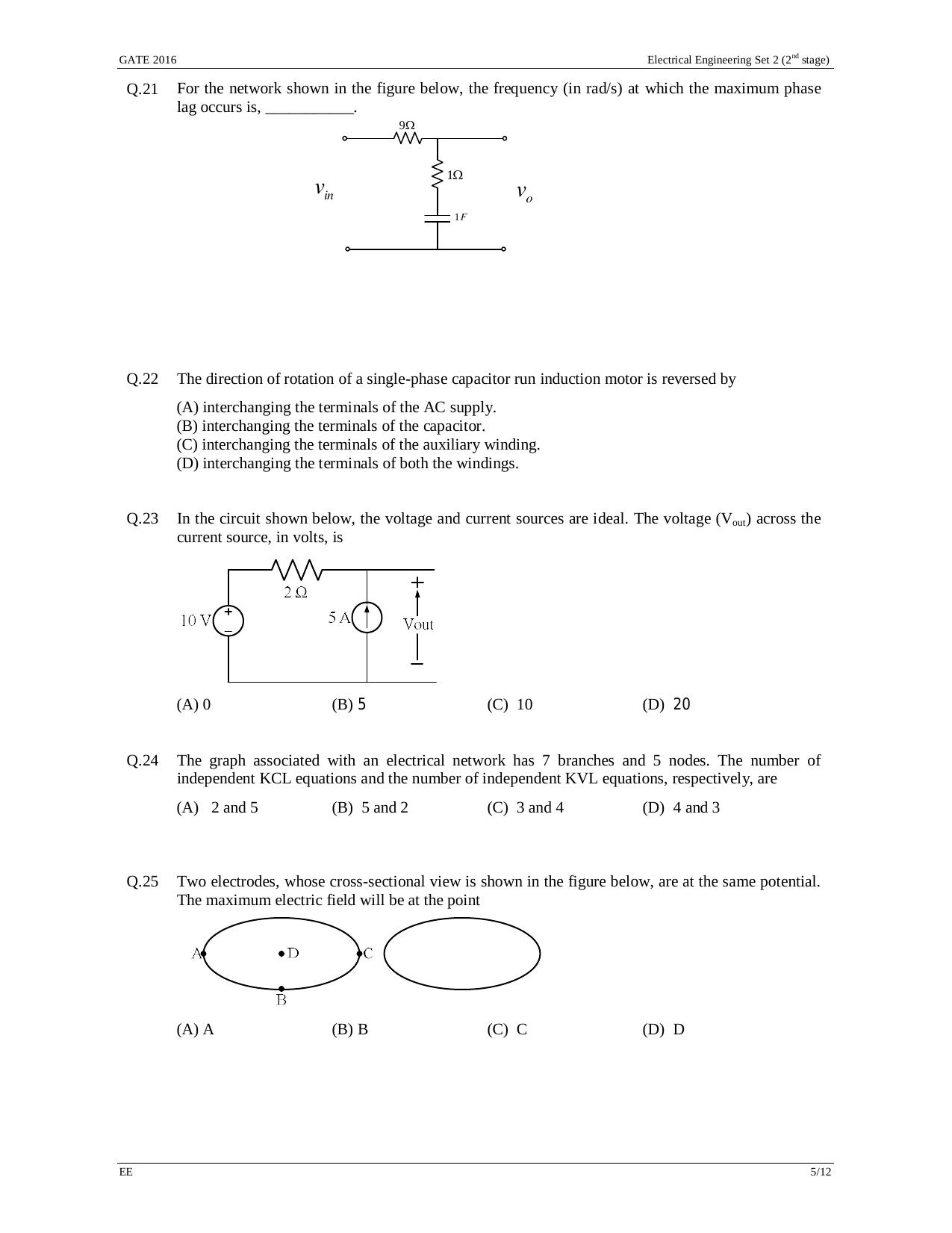 GATE 2016 Electrical Engineering (EE) Question Paper with Answer Key - Page 28