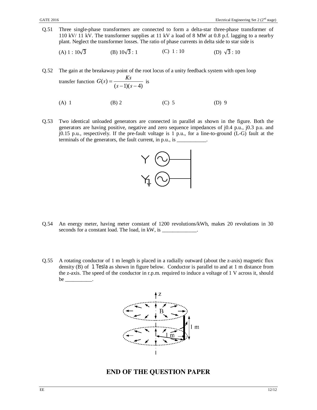 GATE 2016 Electrical Engineering (EE) Question Paper with Answer Key - Page 35