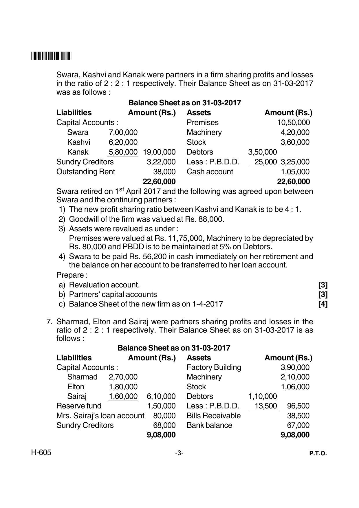 Goa Board Class 12 Accountancy  605 New Pattern (June 2018) Question Paper - Page 3