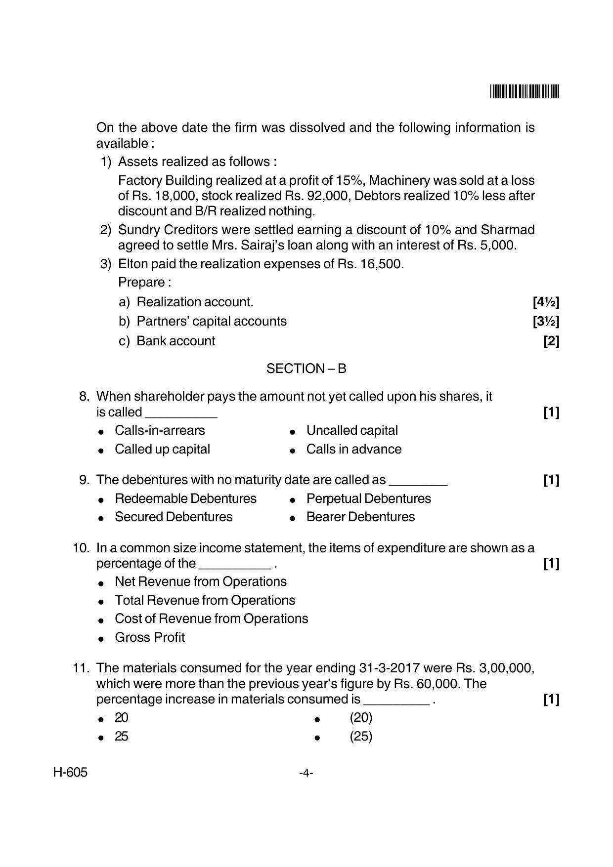 Goa Board Class 12 Accountancy  605 New Pattern (June 2018) Question Paper - Page 4