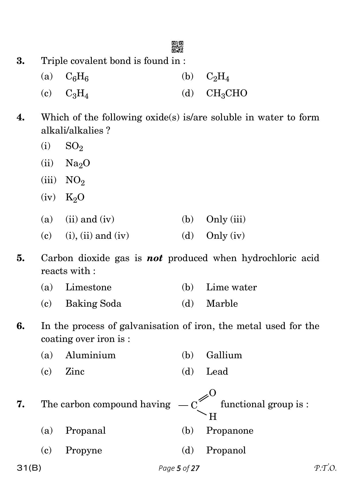 CBSE Class 10 31-B Science 2023 (Compartment) Question Paper - Page 5