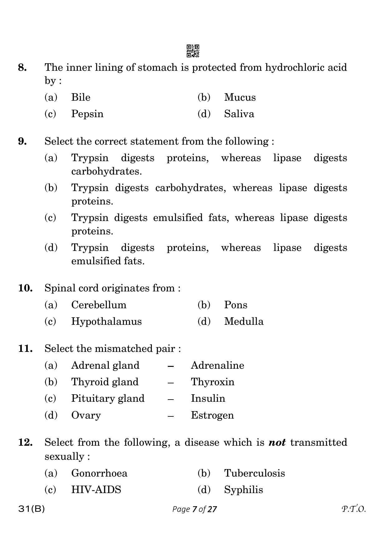CBSE Class 10 31-B Science 2023 (Compartment) Question Paper - Page 7