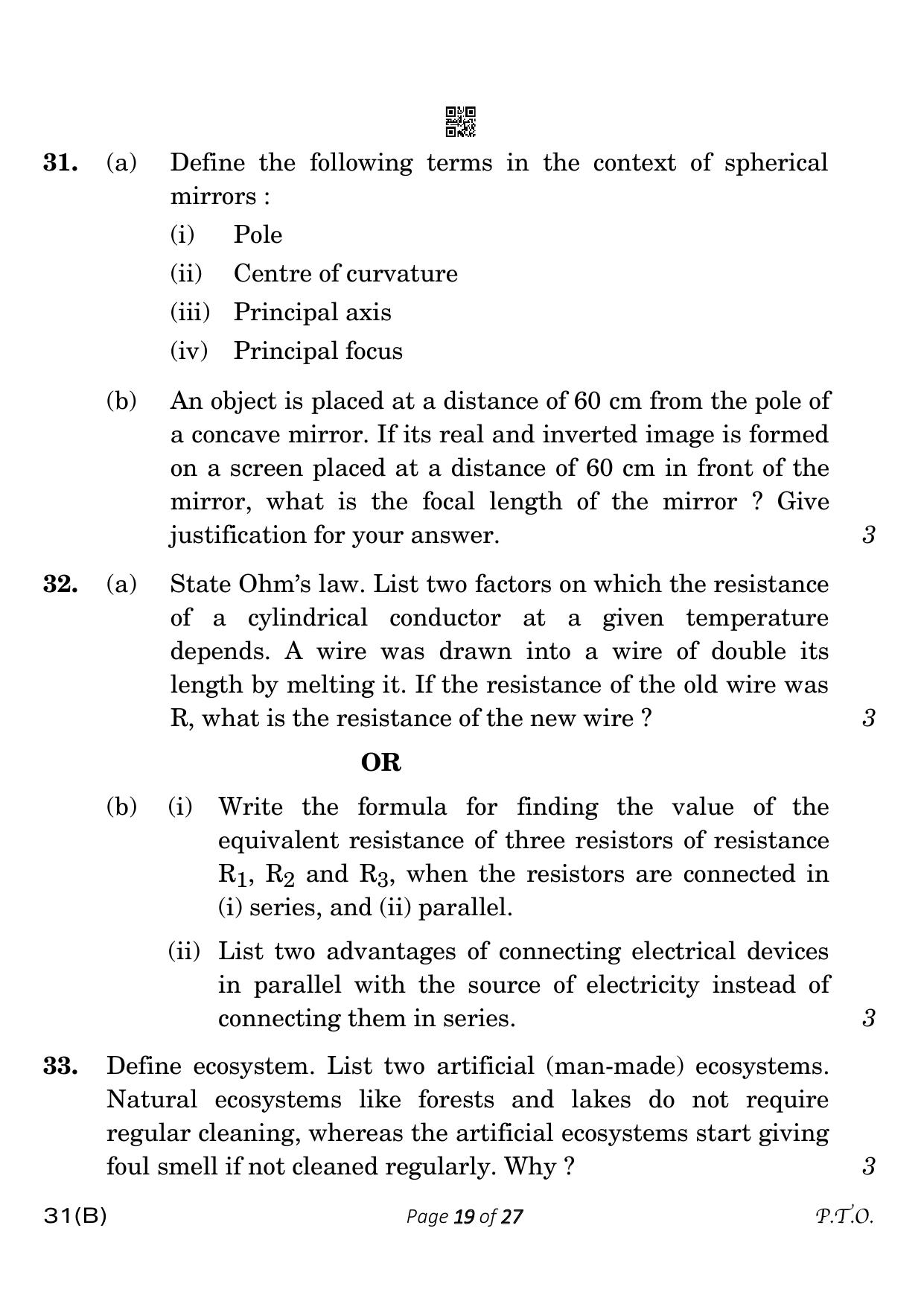 CBSE Class 10 31-B Science 2023 (Compartment) Question Paper - Page 19