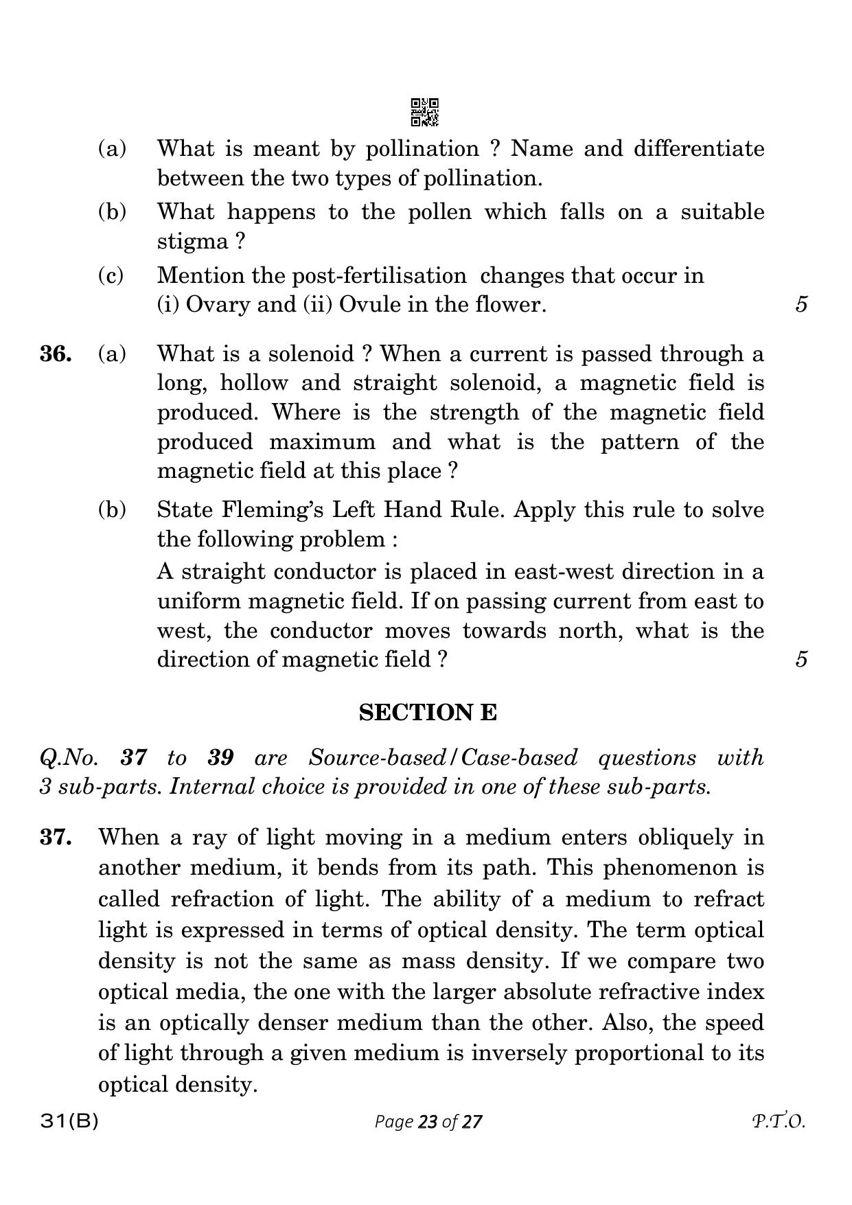 CBSE Class 10 31-B Science 2023 (Compartment) Question Paper - Page 23