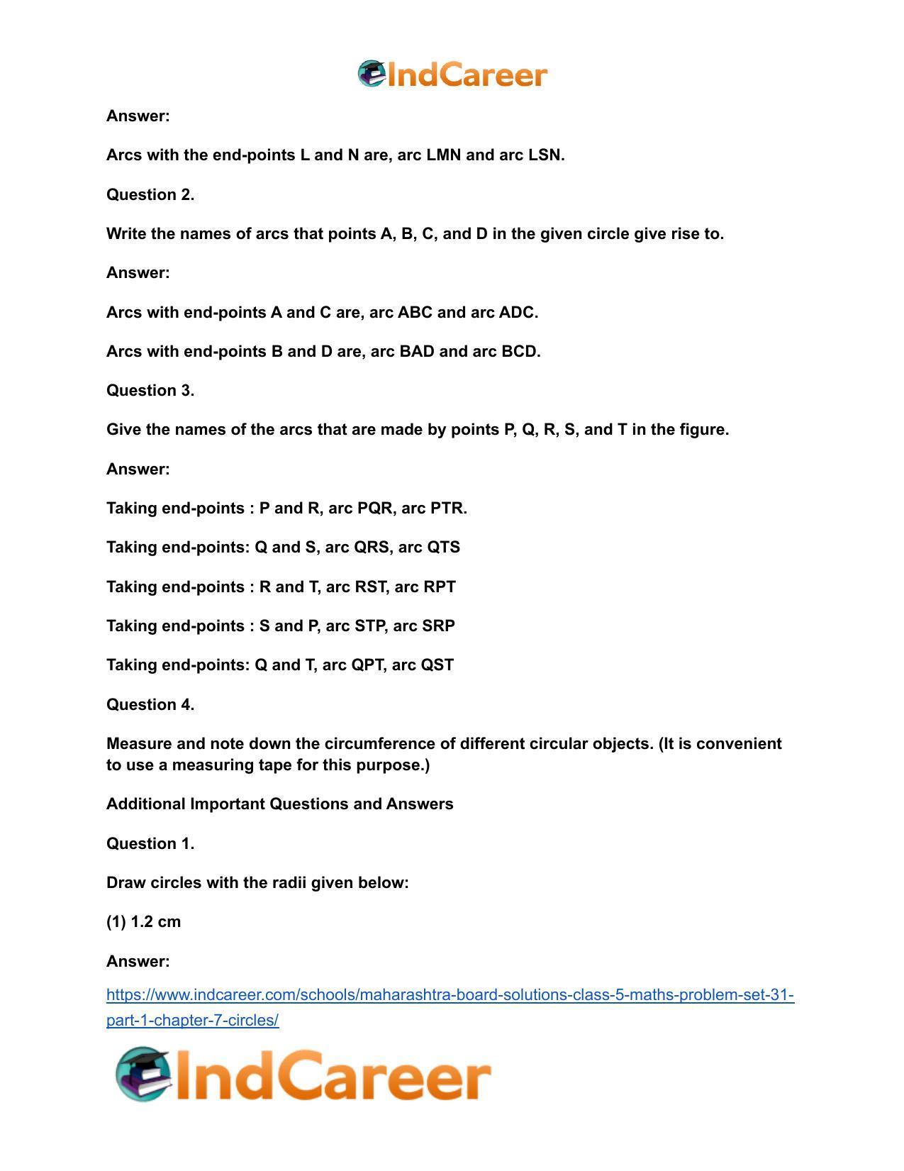 Maharashtra Board Solutions Class 5-Maths (Problem Set 31) - Part 1: Chapter 7- Circles - Page 3