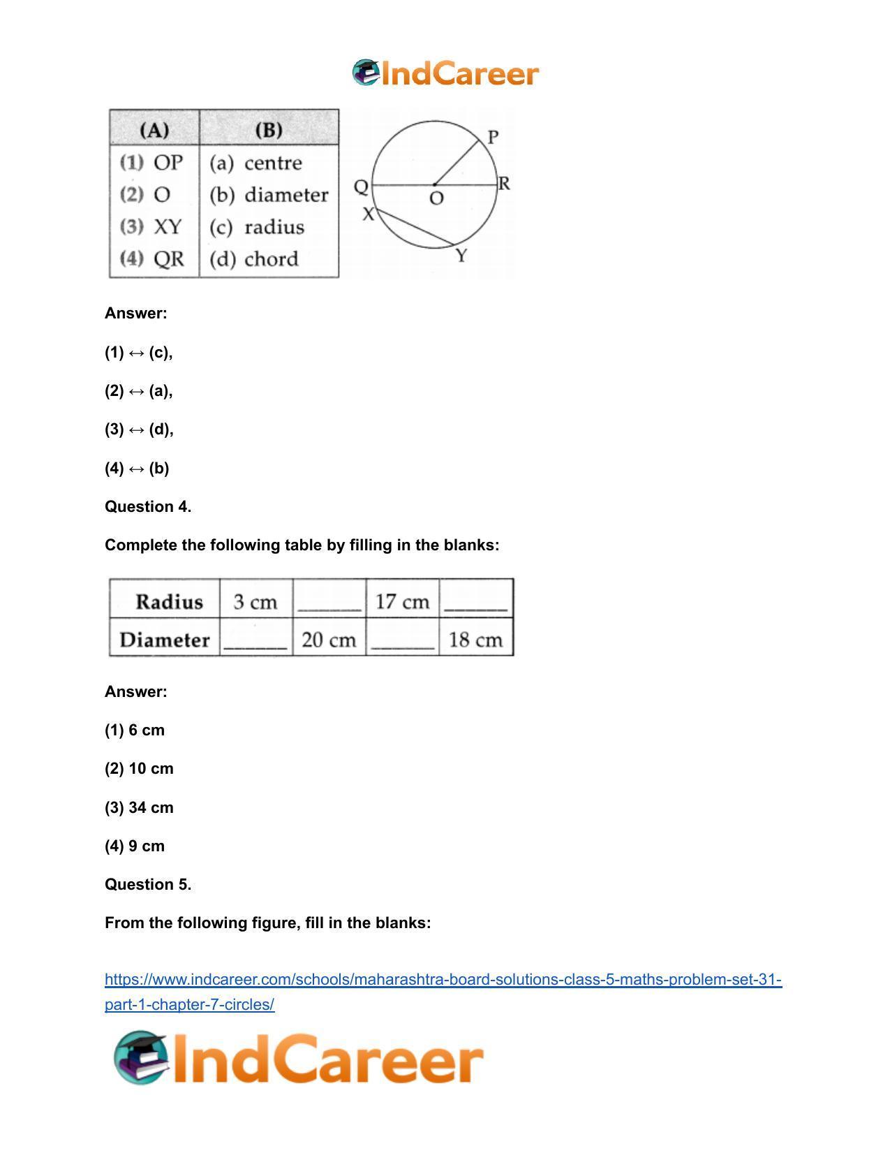 Maharashtra Board Solutions Class 5-Maths (Problem Set 31) - Part 1: Chapter 7- Circles - Page 6
