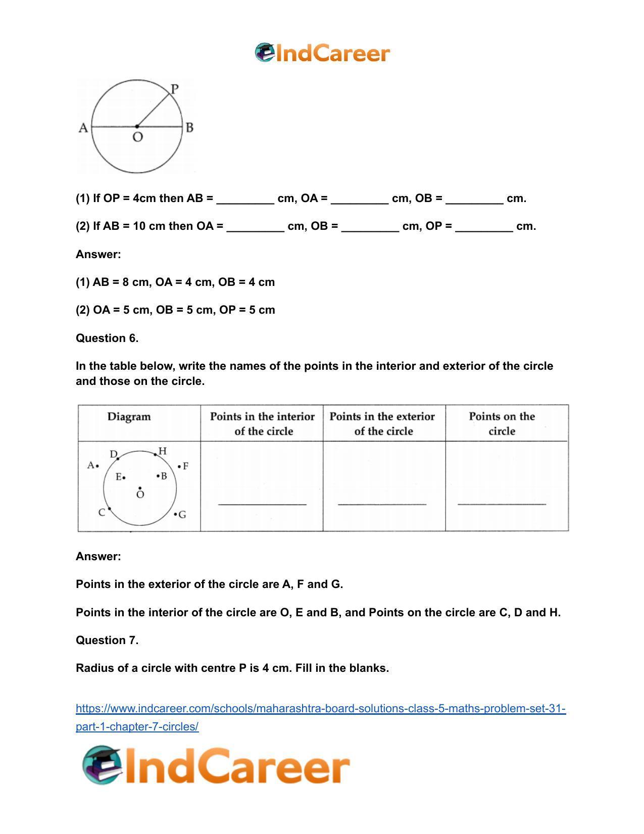 Maharashtra Board Solutions Class 5-Maths (Problem Set 31) - Part 1: Chapter 7- Circles - Page 7