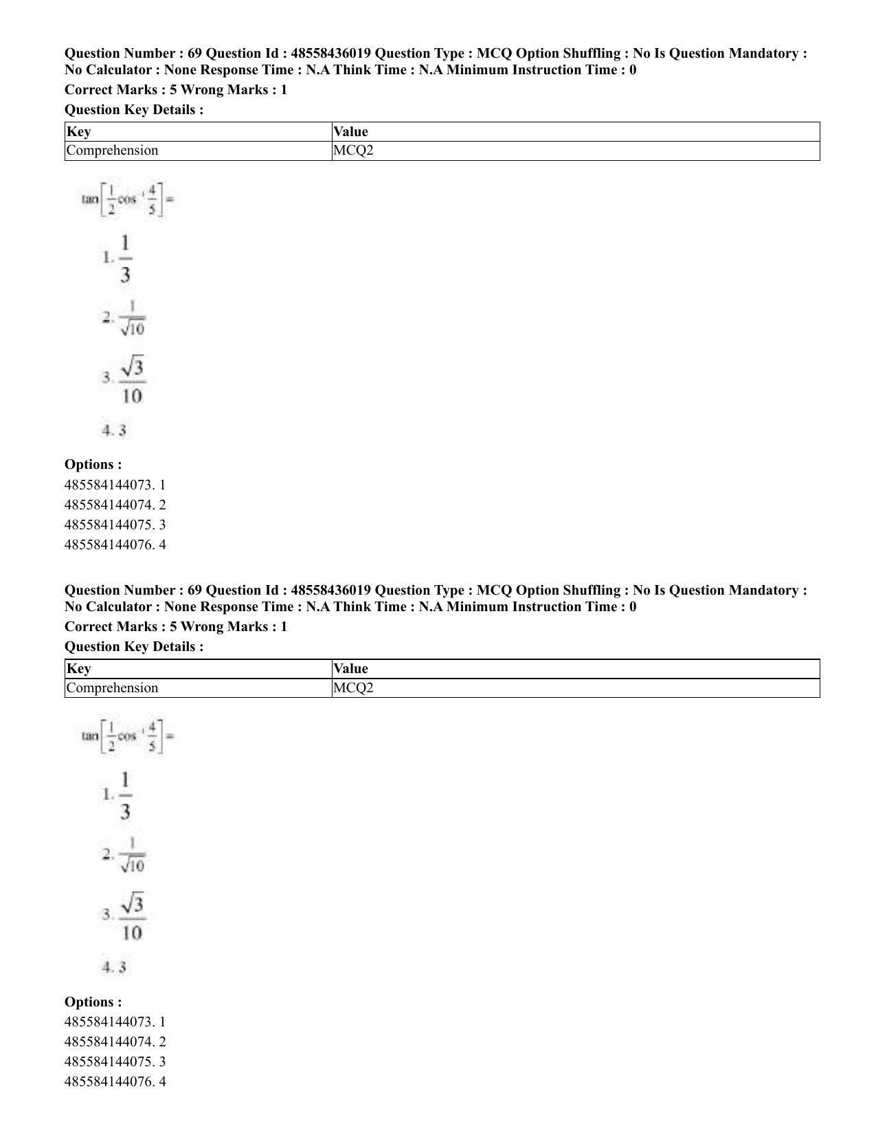 CUET 2023 Domestic Shift 1 Question Papers - 22 June 2023 - Page 164