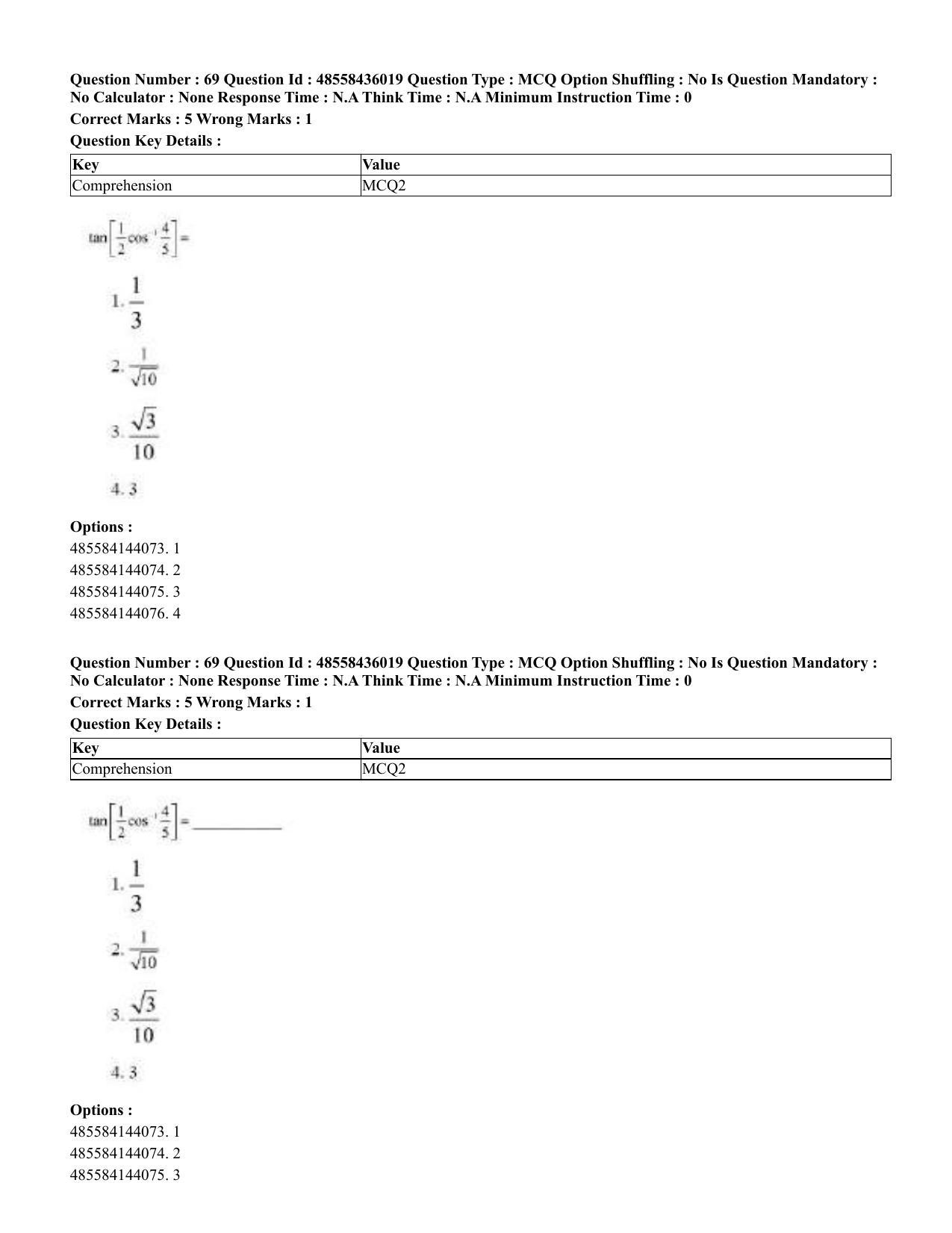 CUET 2023 Domestic Shift 1 Question Papers - 22 June 2023 - Page 165
