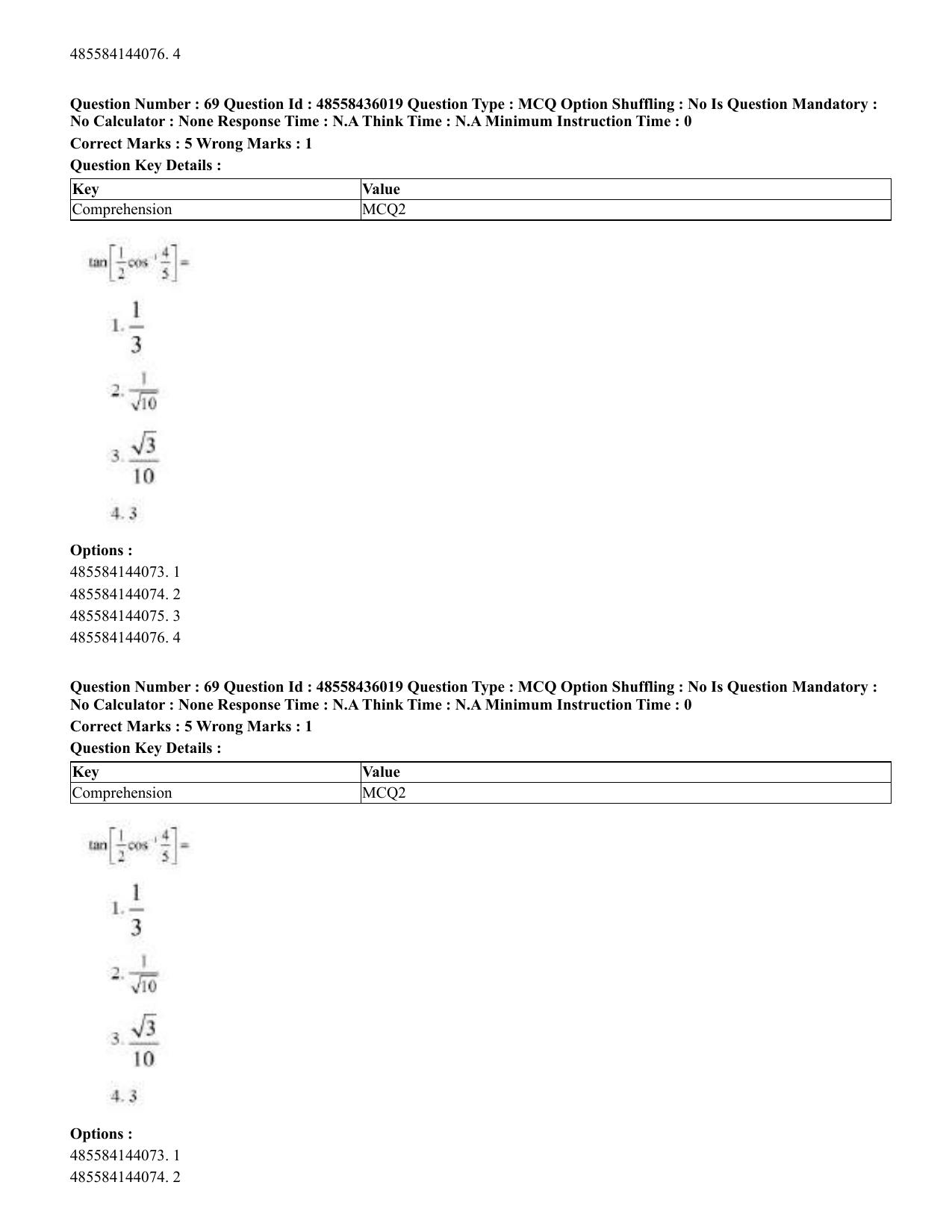 CUET 2023 Domestic Shift 1 Question Papers - 22 June 2023 - Page 166