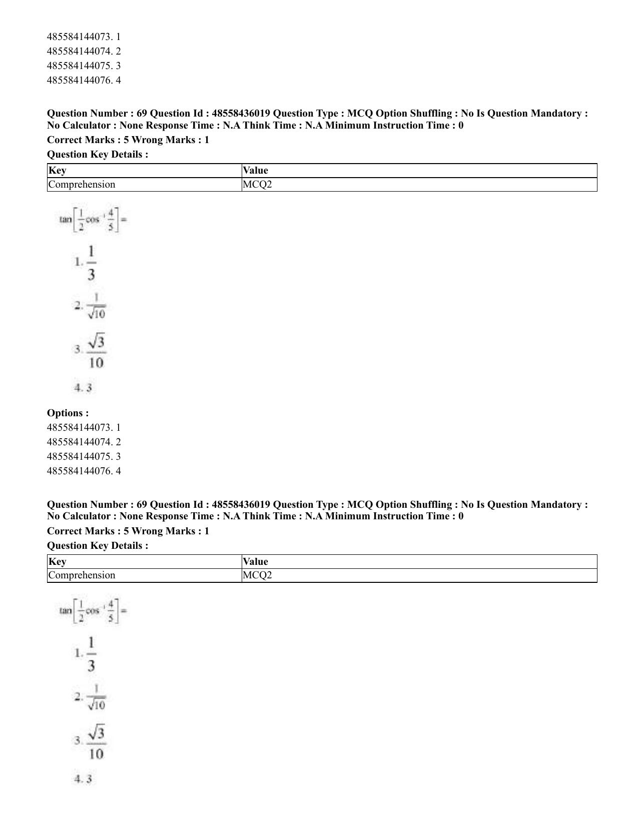 CUET 2023 Domestic Shift 1 Question Papers - 22 June 2023 - Page 168