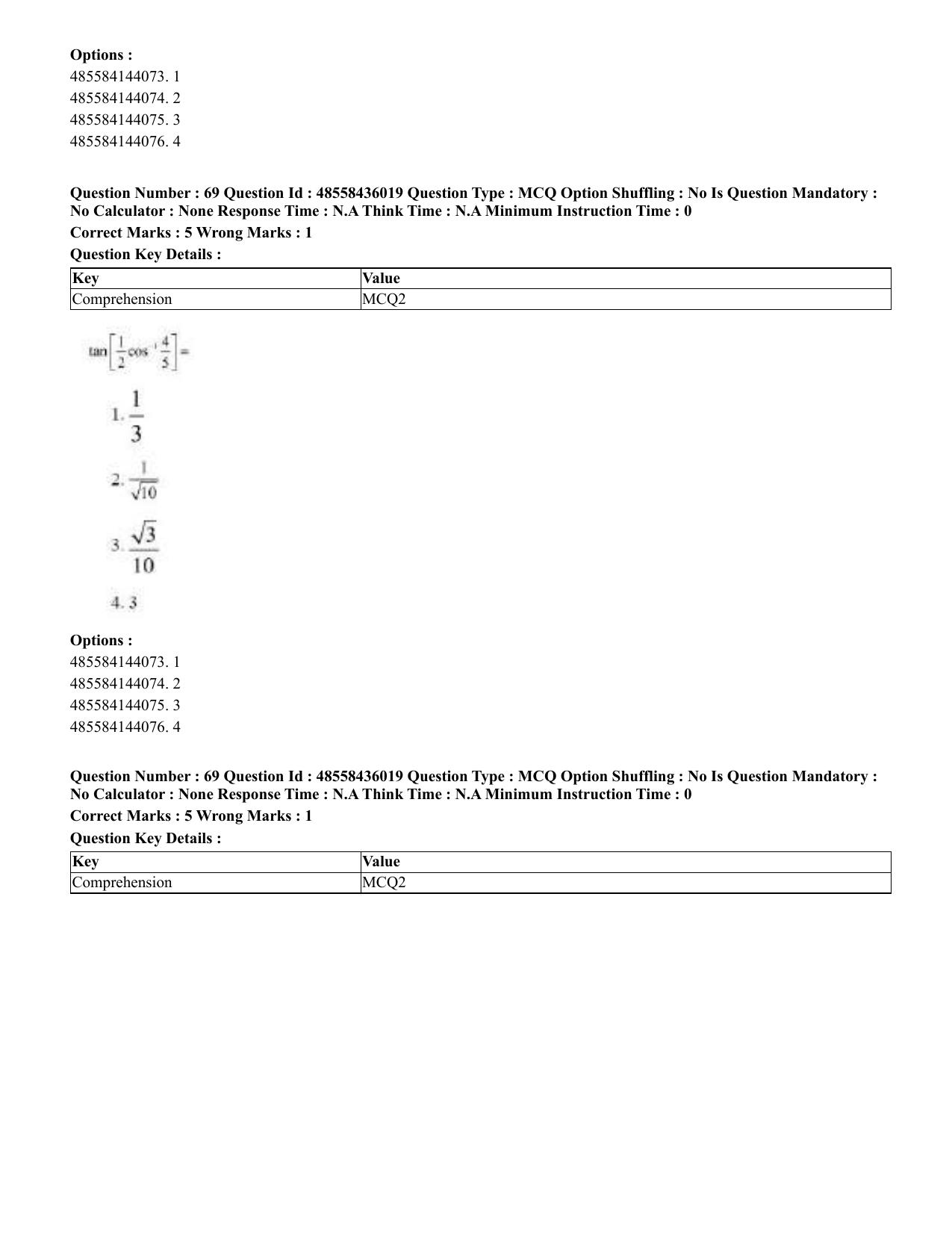 CUET 2023 Domestic Shift 1 Question Papers - 22 June 2023 - Page 169
