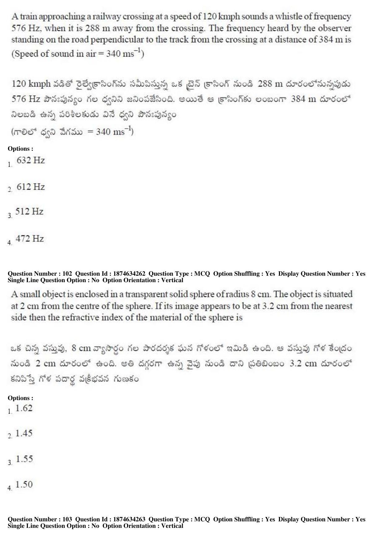 AP EAPCET 2019 - 21 April 2019 Afternoon - Master Engineering Question Paper With Preliminary Keys - Page 60