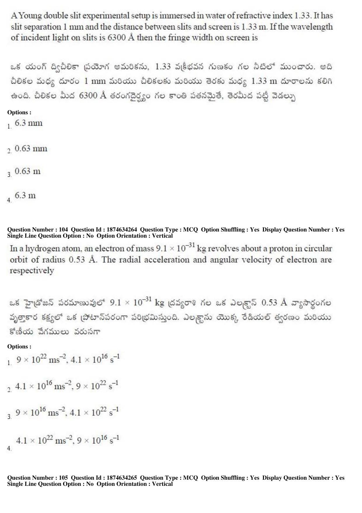 AP EAPCET 2019 - 21 April 2019 Afternoon - Master Engineering Question Paper With Preliminary Keys - Page 61