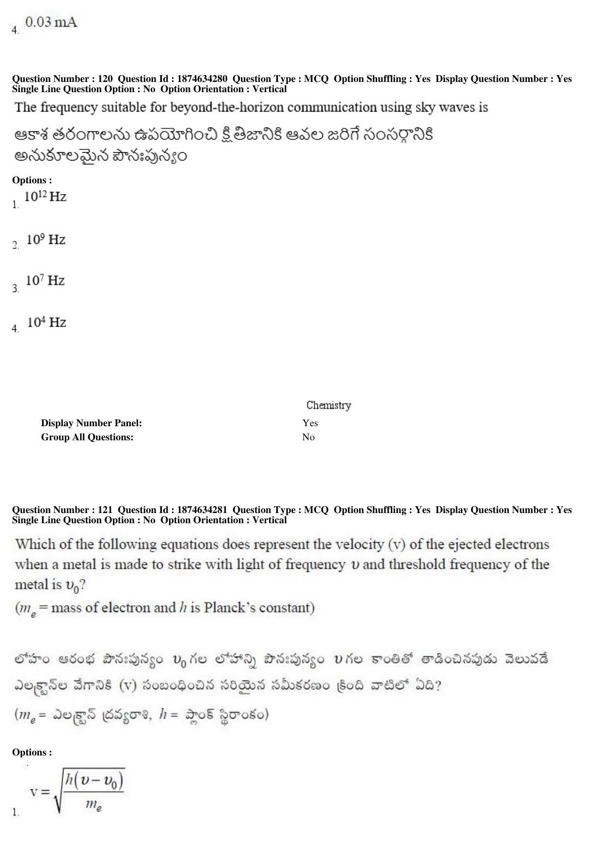 AP EAPCET 2019 - 21 April 2019 Afternoon - Master Engineering Question Paper With Preliminary Keys - Page 71