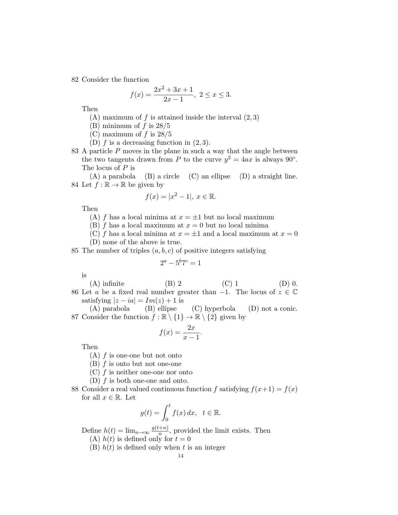ISI Admission Test B.Stat UGB 2016 Sample Paper - Page 14