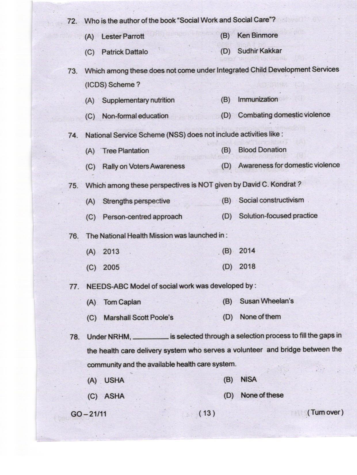 Odisha CPET 2024 SOCIAL WORK Question Papers - Page 13