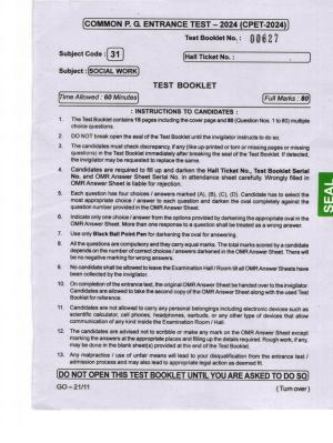 Odisha CPET 2024 SOCIAL WORK Question Papers